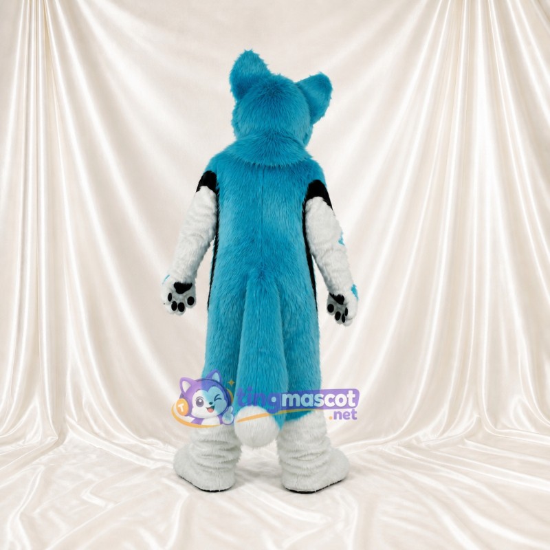 Turquoise Fox Mascot Costume Full Body for Adults Sports Events