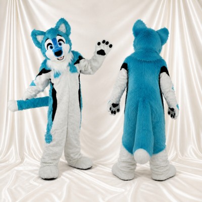 Turquoise Fox Mascot Costume Full Body for Adults Sports Events
