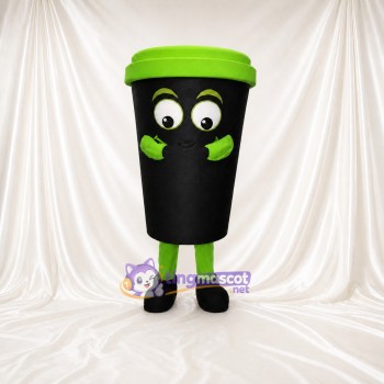 Gobelet de café à emporter lime Costume de mascotte intégral pour adultes Événements gastronomiques
