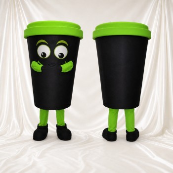 Gobelet de café à emporter lime Costume de mascotte intégral pour adultes Événements gastronomiques