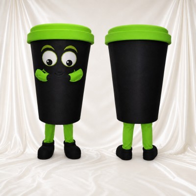 Lime Takeaway Coffee Cup Mascot Costume Full Body for Adults Food Events