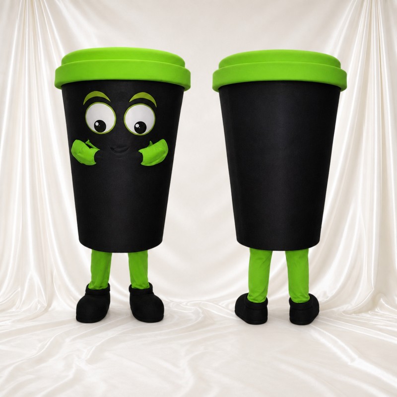 Lime Takeaway Coffee Cup Mascot Costume Full Body for Adults Food Events