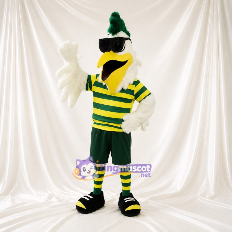 Striped Sports Eagle Mascot Costume Full Body for Adults Sports Events
