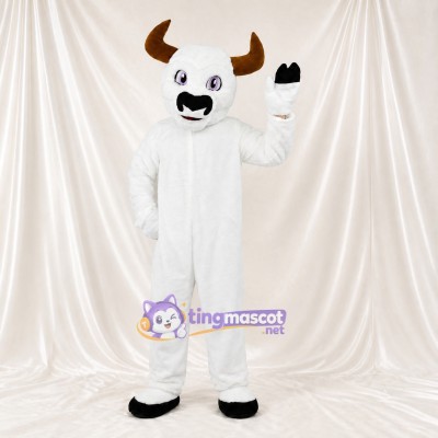 White Bull Mascot Costume Full Body for Adults Sports Events