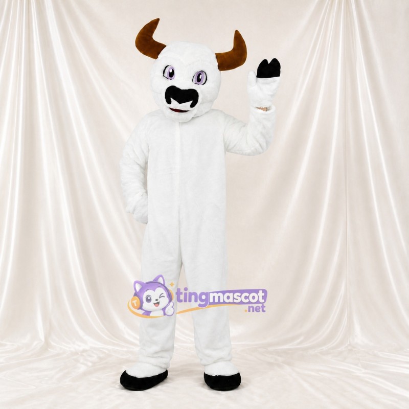 White Bull Mascot Costume Full Body for Adults Sports Events