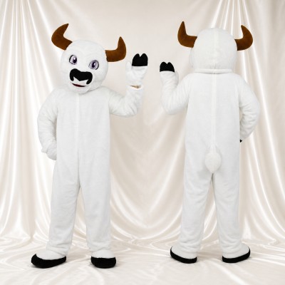 White Bull Mascot Costume Full Body for Adults Sports Events