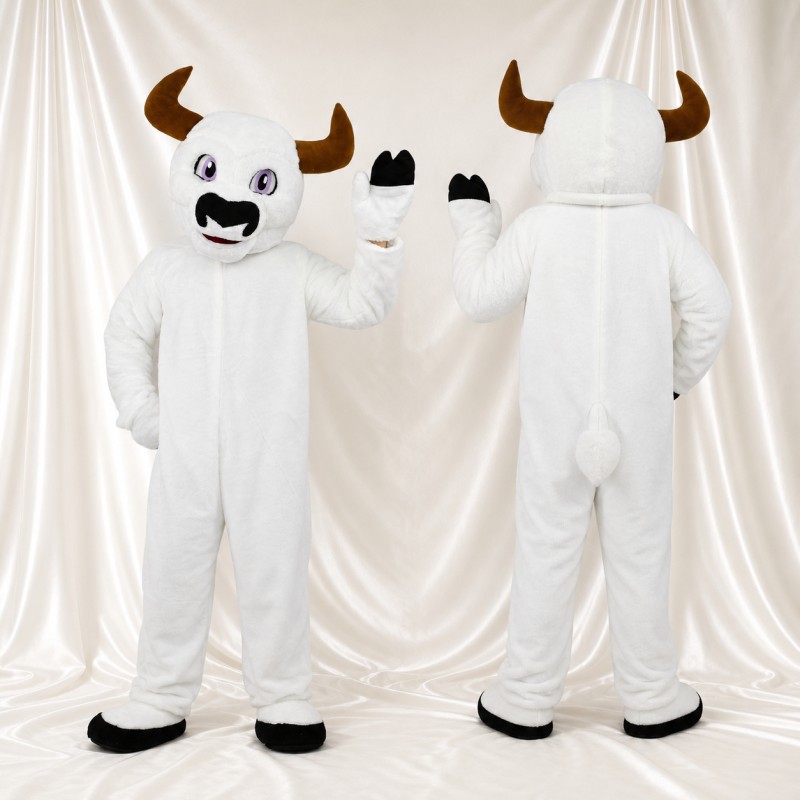 White Bull Mascot Costume Full Body for Adults Sports Events