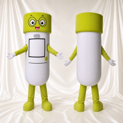 Lime Cap Medicine Bottle Mascot Costume Full Body for Adults Health Events