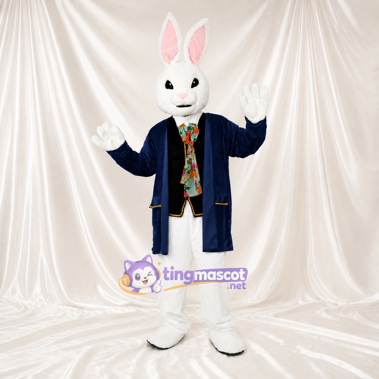 White Rabbit Gentleman Mascot Costume Full Body for Adults Stage Events White Rabbit Gentleman Mascot Costume Full Body for Adults Stage Events