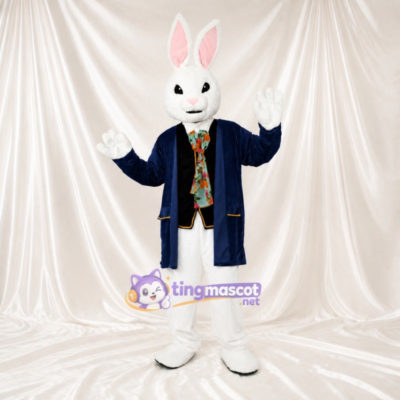 White Rabbit Gentleman Mascot Costume Full Body for Adults Stage Events