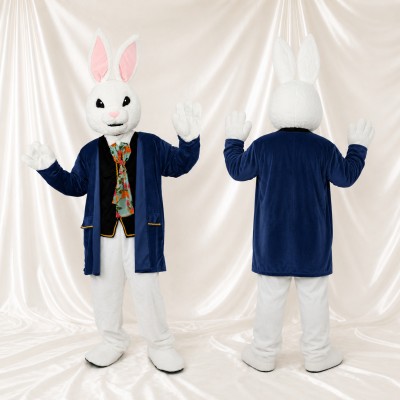 White Rabbit Gentleman Mascot Costume Full Body for Adults Stage Events