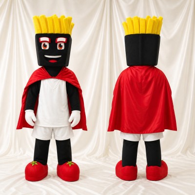 Héros des frites Costume de mascotte intégral pour adultes Événements gastronomiques