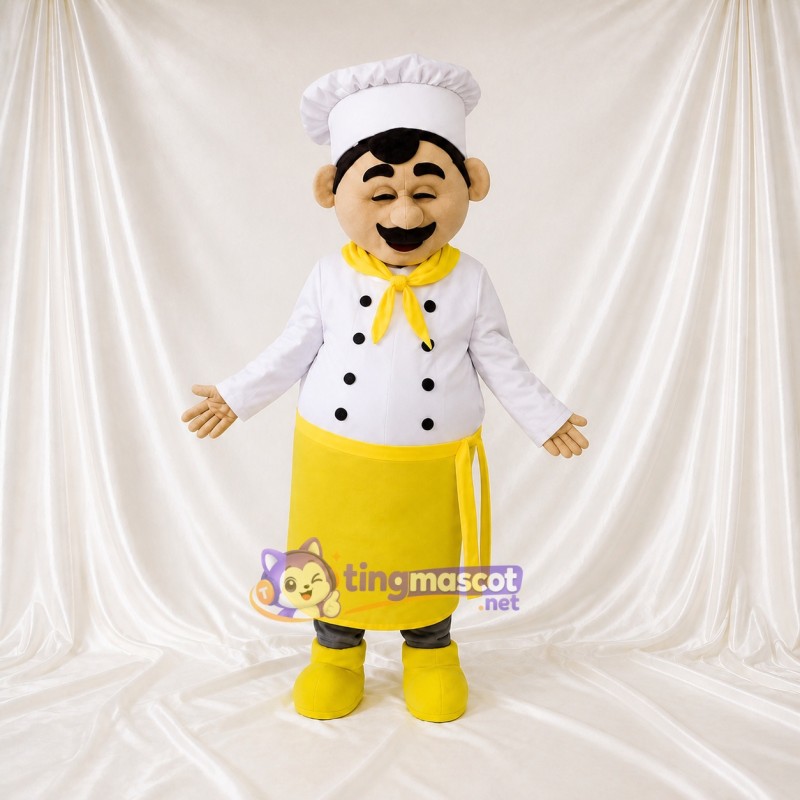 Yellow Apron Chef Mascot Costume Full Body for Adults Food Events