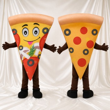 bedrucktes Topping Pizzastück Maskottchenkostüm Ganzkörper für Erwachsene Gastronomieveranstaltungen