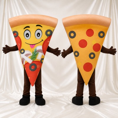 Printed Topping Pizza Slice Mascot Costume Full Body for Adults Food Events