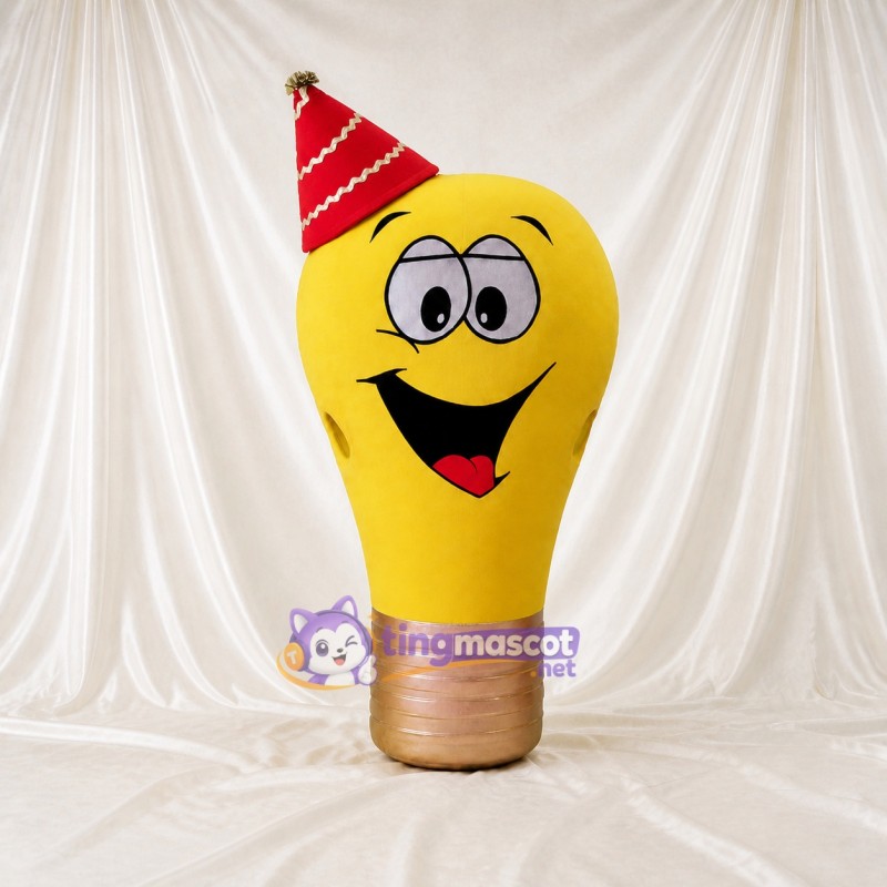 Yellow Light Bulb Mascot Costume Full Body for Adults School Events
