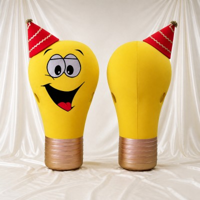 Yellow Light Bulb Mascot Costume Full Body for Adults School Events