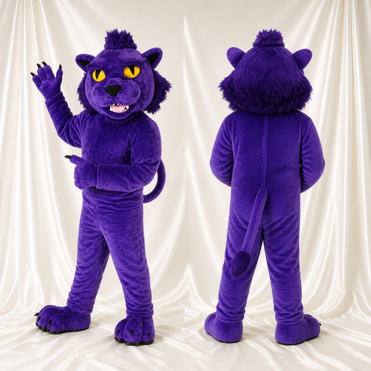 Purple Sleek Bright Panther Mascot Costume Full Body for Adults Sports Events Purple Sleek Bright Panther Mascot Costume Full Body for Adults Sports Events