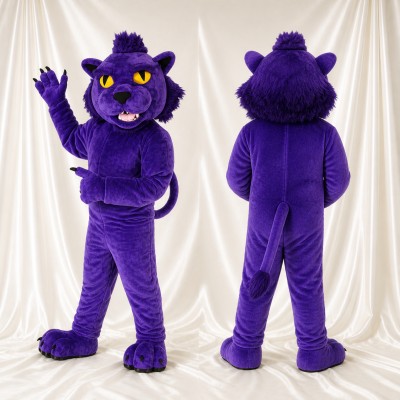 Panthère brillante et élégante violette Costume de mascotte intégral pour adultes Événements sportifs