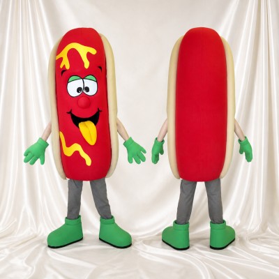 Red Hot Dog Mascot Costume Full Body for Adults Food Events