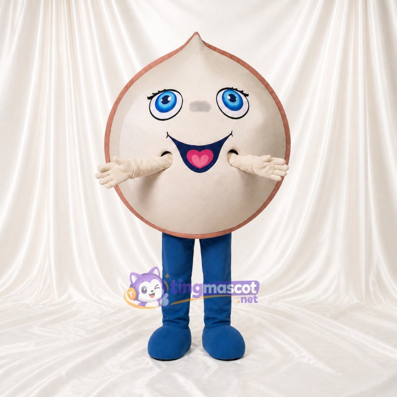 Beige Dumpling Mascot Costume Full Body for Adults Food Events