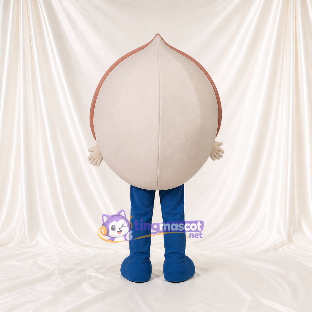 Beige Dumpling Mascot Costume Full Body for Adults Food Events Beige Dumpling Mascot Costume Full Body for Adults Food Events
