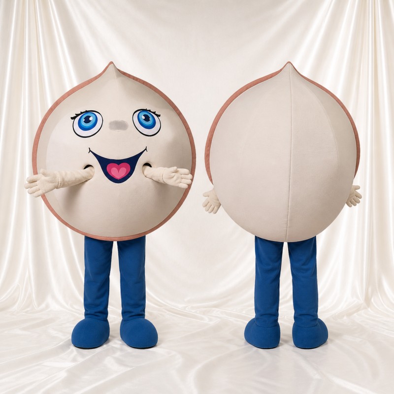 Beige Dumpling Mascot Costume Full Body for Adults Food Events