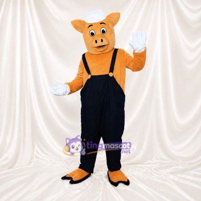 Pig Worker Mascot Costume Full Body for Adults Food Events