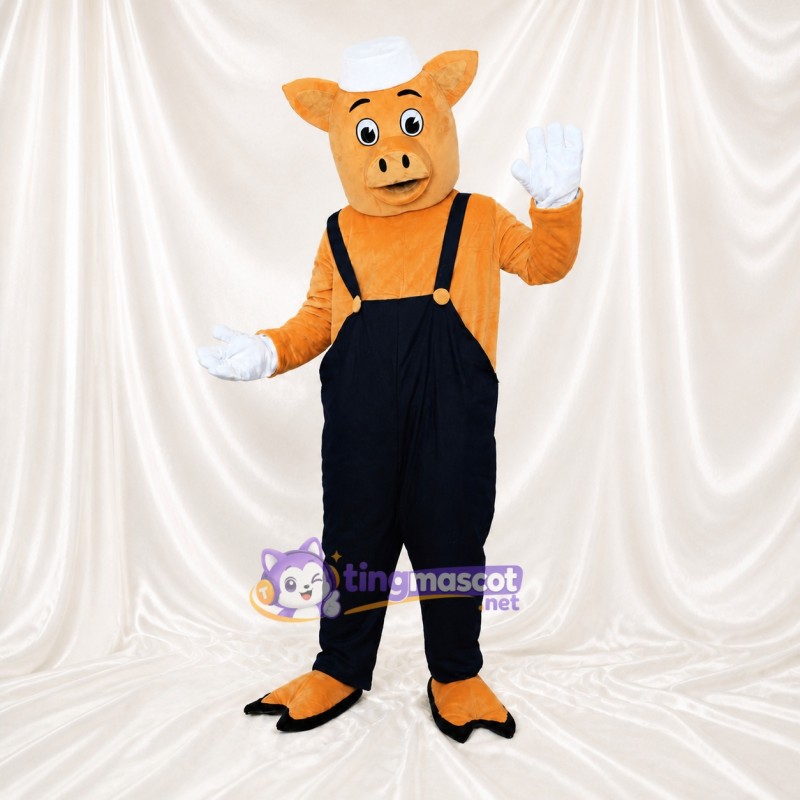 Pig Worker Mascot Costume Full Body for Adults Food Events