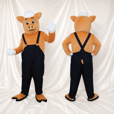 Pig Worker Mascot Costume Full Body for Adults Food Events