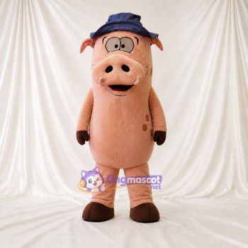 Navy Soft Pig Mascot Costume Full Body for Adults Food Events