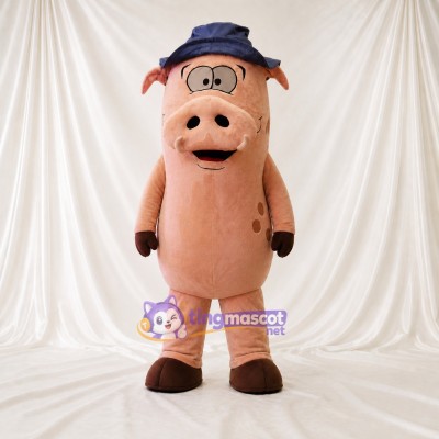 Navy Soft Pig Mascot Costume Full Body for Adults Food Events