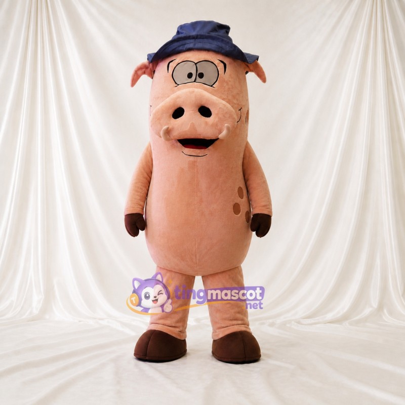 Navy Soft Pig Mascot Costume Full Body for Adults Food Events