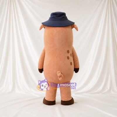 Navy Soft Pig Mascot Costume Full Body for Adults Food Events