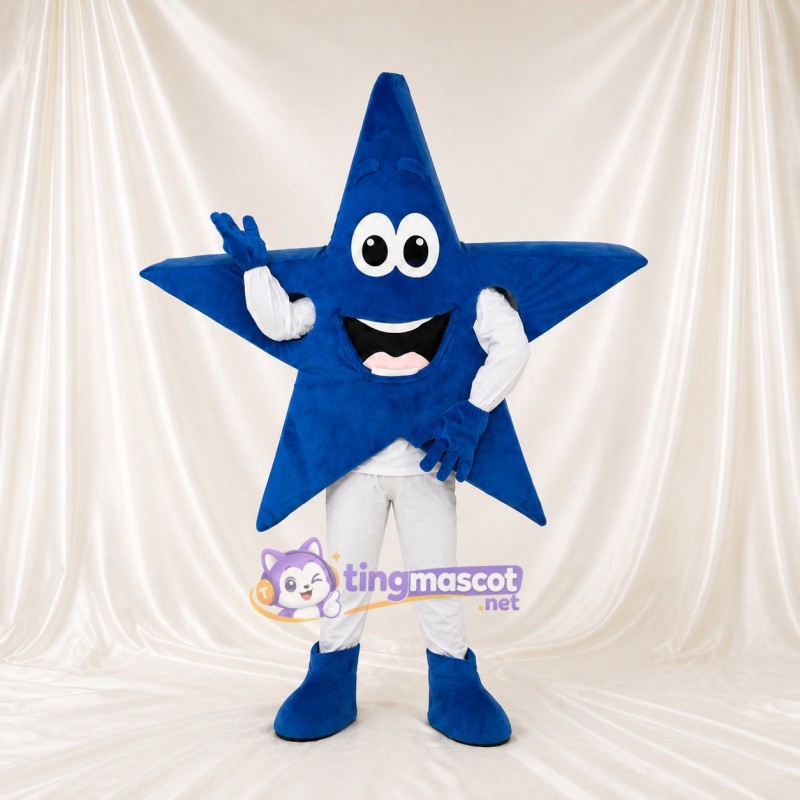 Royal Blue Star Mascot Costume Full Body for Adults School Events