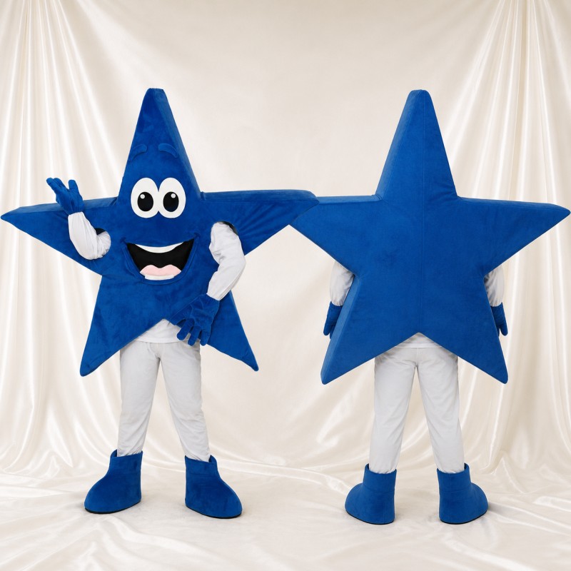 Royal Blue Star Mascot Costume Full Body for Adults School Events