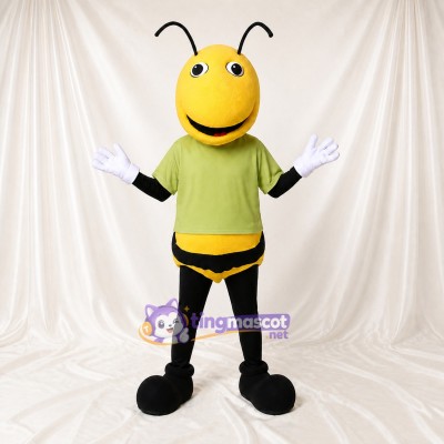 Abeille à chemise verte Costume de mascotte intégral pour adultes Événements scolaires
