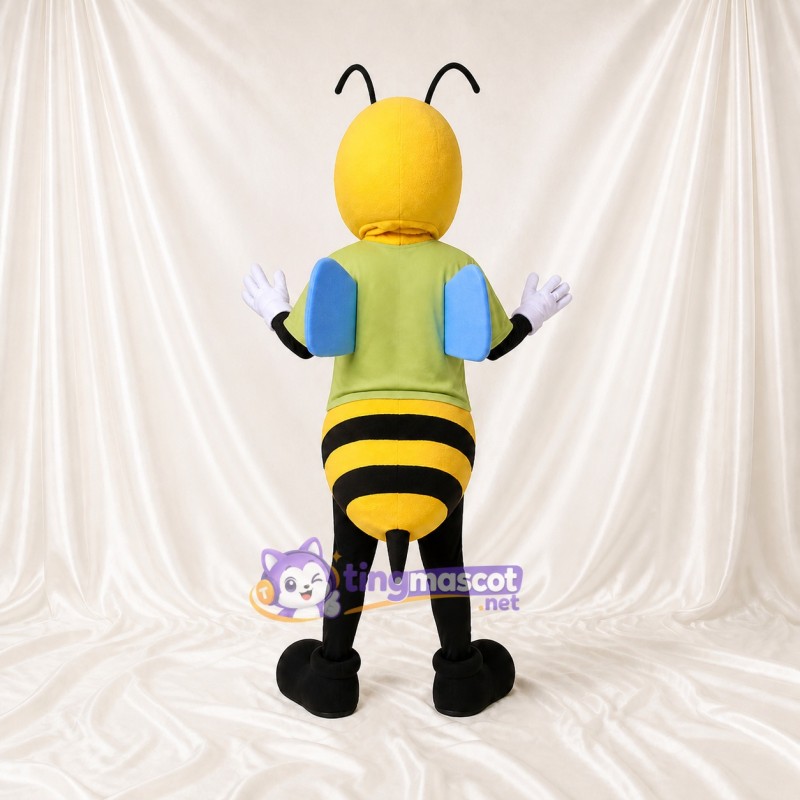 Abeille à chemise verte Costume de mascotte intégral pour adultes Événements scolaires
