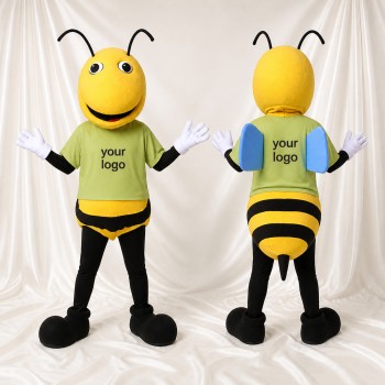 Abeille à chemise verte Costume de mascotte intégral pour adultes Événements scolaires