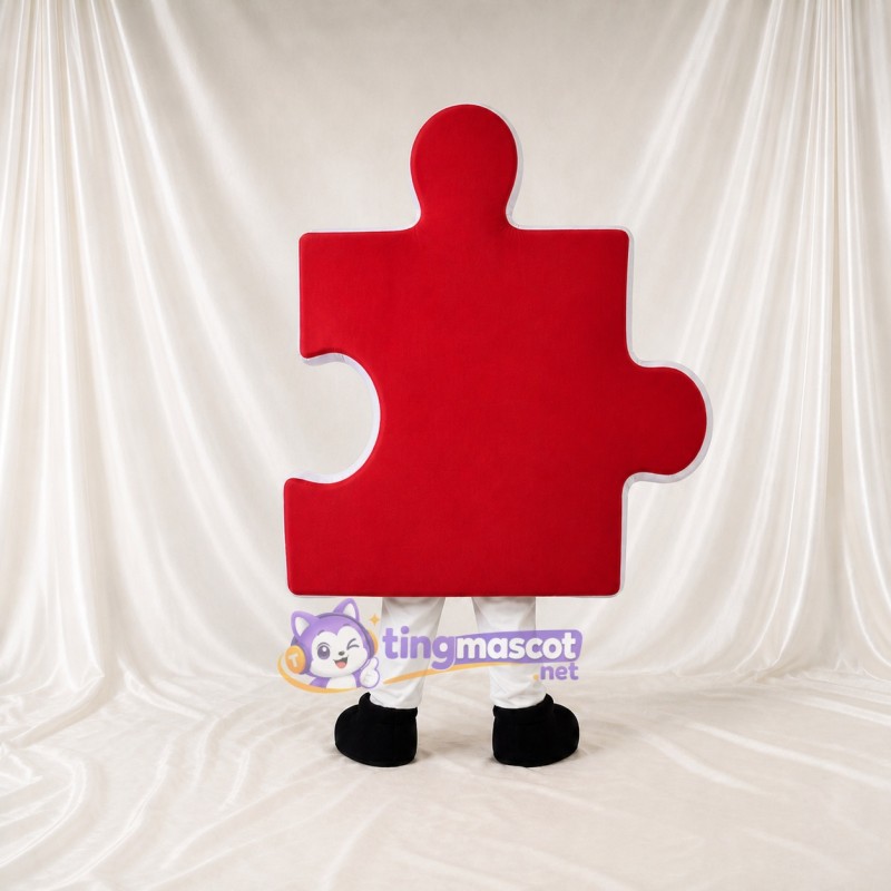 Red Puzzle Piece Mascot Costume Full Body for Adults Charity Events