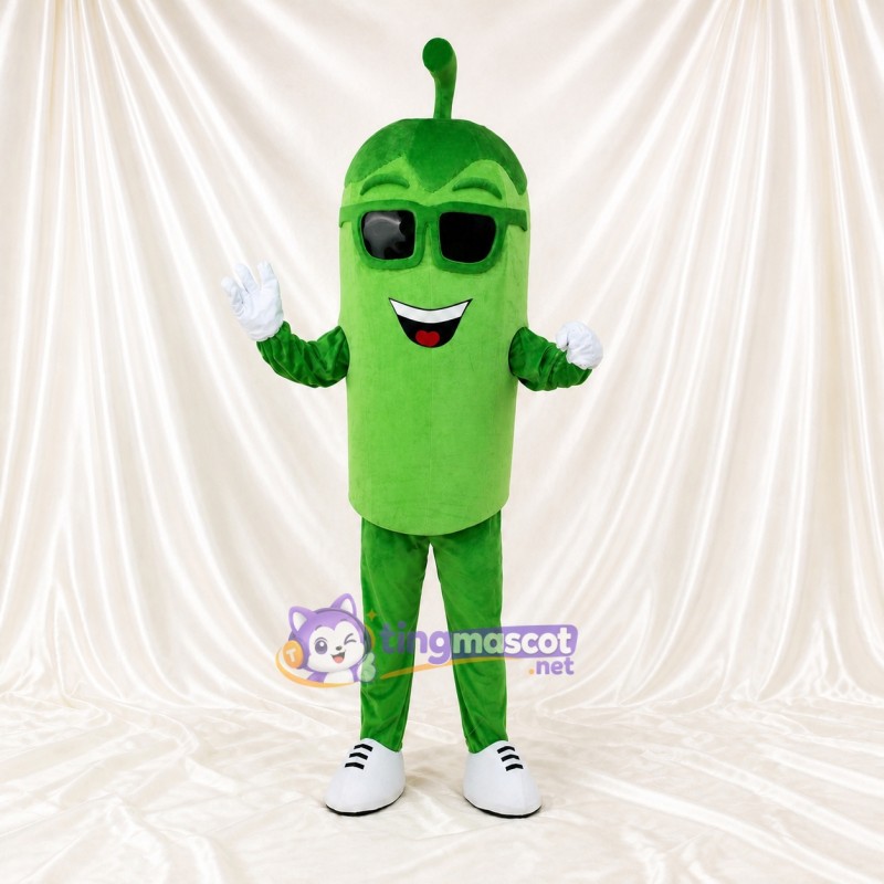 Green Green Pepper Mascot Costume Full Body for Adults Events