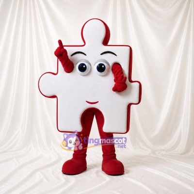 White Puzzle Piece Mascot Costume Full Body for Adults Charity Events