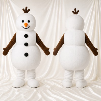 Classic Three Snowman Mascot Costume Full Body for Adults School Events
