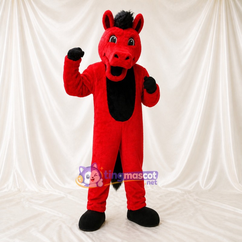 Red Horse Mascot Costume Full Body for Adults Food Events
