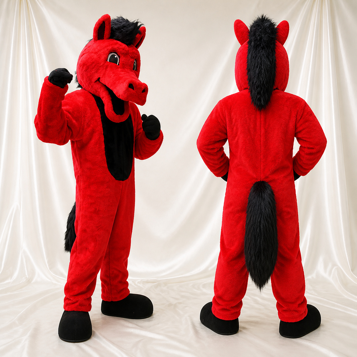 Cheval Rouge Costume de mascotte intégral pour adultes Événements gastronomiques Cheval Rouge Costume de mascotte intégral pour adultes Événements gastronomiques