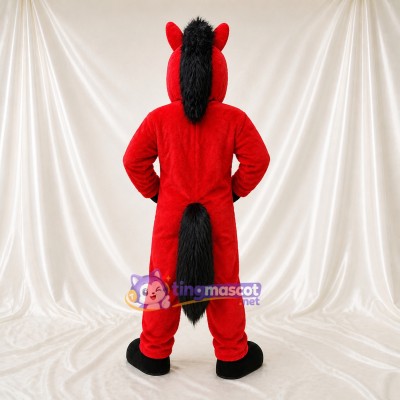 Red Horse Mascot Costume Full Body for Adults Food Events