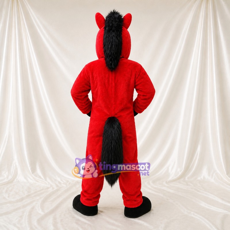 Red Horse Mascot Costume Full Body for Adults Food Events