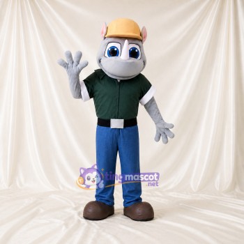 Rhino Worker Mascot Costume Full Body for Adults School Events