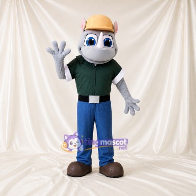 Rhino Worker Mascot Costume Full Body for Adults School Events