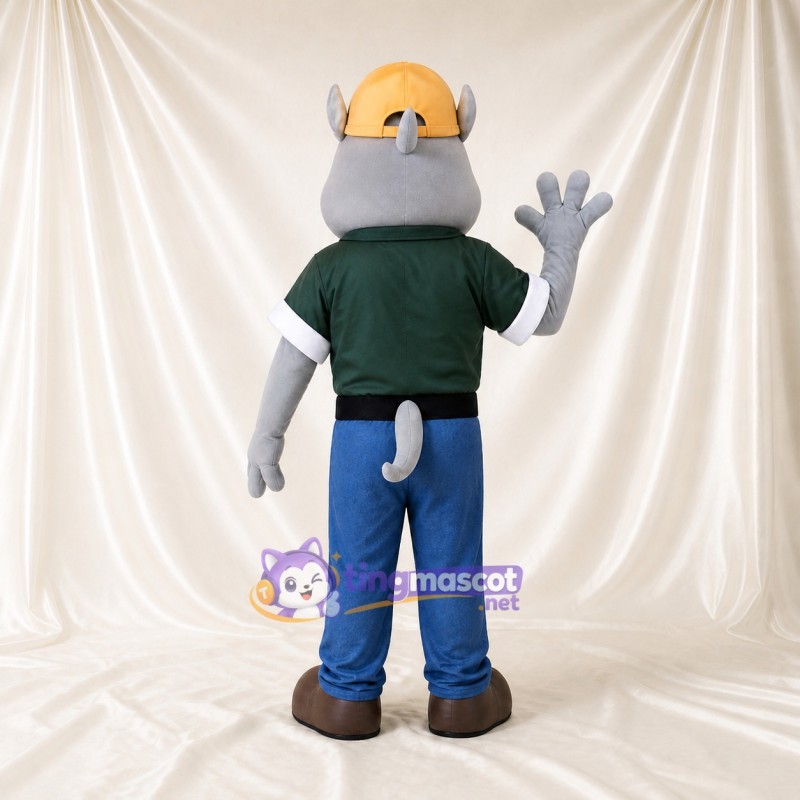 Rhino Worker Mascot Costume Full Body for Adults School Events